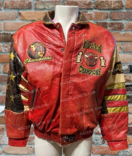 Chicago Bulls Six Time Champions Leather Jacket