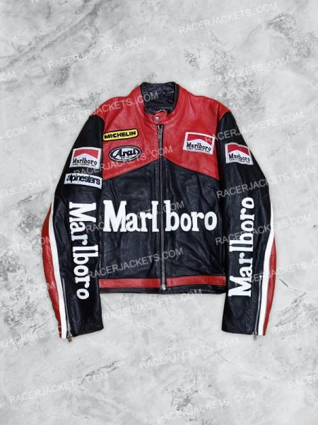 Marlboro 90s Vintage Leather Racing Jacket
