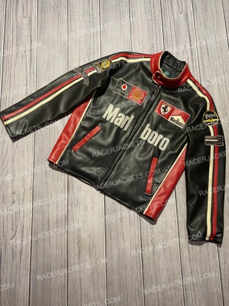 Marlboro Leather Vintage Black Racing Jacket