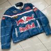 Red Bull Vintage Blue Leather Jacket